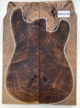 Top European Walnut figured 2-pcs., 9mm, Unique Piece #104